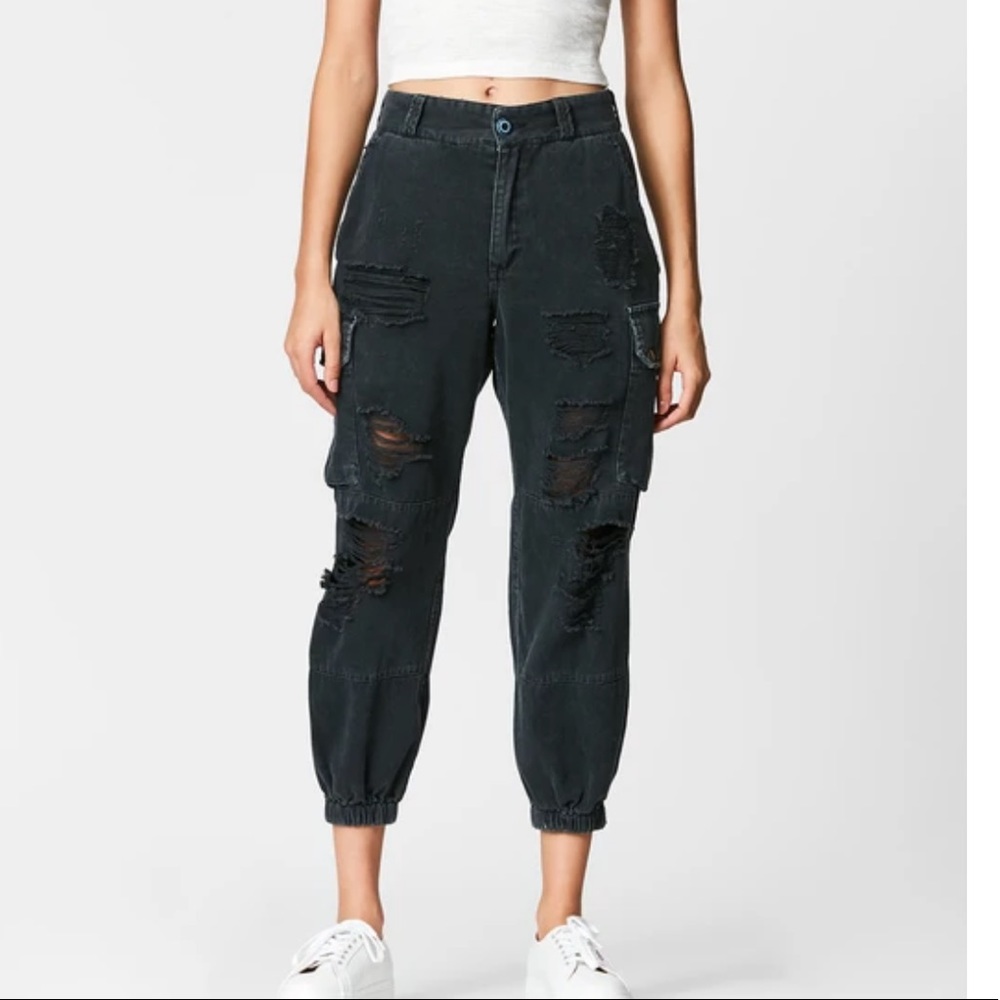 CARMAR black denim cargo joggers